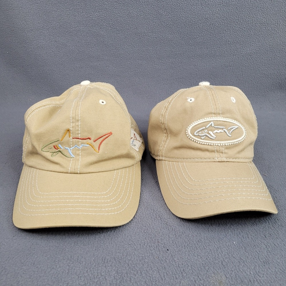 Lot of 2 Vintage Greg Norman Golf Hats Mens Adjustable Khaki 90s Capβ